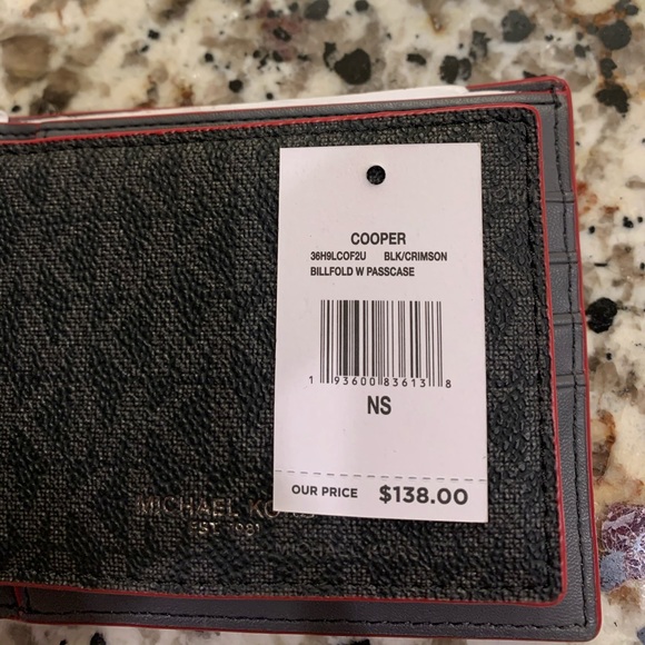 Brand 🆕 Men’s Black & Crimson MK Wallet - Picture 5 of 8